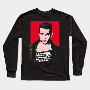 Johnny Depp Cry Baby Mugshot PopArt Long Sleeve T-Shirt